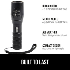 Powerful LED Tactical Flashlight, 750 FT High Lumens 5 Adjustable Modes, Water Resistant, Ultra Bright Zoom Flashlights, Small Mini Flash Light, Camping, Night Dog Walking, Turquoise