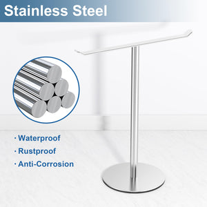 Towel Rack T-Shape Hand Holder for Bathroom,Headband and Lightweight Bathroom Racks,Kitchen Black Holder,Stainless Steel Waterproof Counter Organizer
