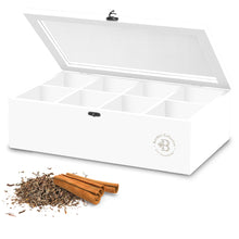 Load image into Gallery viewer, Bamboo Tea Bag Organizer Storage Box with Drawer &amp; Acrylic Window - Magnetic Lid Keeps Contents Fresh - Ideal Mothers Day Gifts for Mom - Gift Caddy (Tea Not Included)