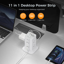 Load image into Gallery viewer, Tower Power Strip with 6 Feet Extension Cord, 8 Outlets 3 USB Chargers, 1700 Joules Surge Protection, Extension Cord with Multiple Outlets, 1875W, Office Supplies, Dorm Essentials, Charging Station