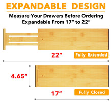 Load image into Gallery viewer, SpaceAid Bamboo Dresser Drawer Dividers 6 Pack, 4.65“ High Adjustable 12.5“-17” Drawer Organizers, Expandable Organization for Clothing, Clothes, Dressers, Natural