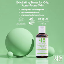 Load image into Gallery viewer, SeoulCeuticals Korean Toner for Oily Acne Prone Skin – Korean Skin Care Tea Tree Toner for Face – Facial Toner Centella Asiatica, Salicylic Acid. 4 FL OZ