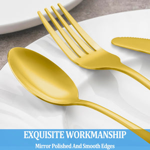 12 Piece Gold Dessert Set - Stainless Steel Tea Spoons, Durable Small Spoons, Mirror Polished & Dishwasher Safe, 6.7-Inch