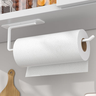 Paper Towel Holder Under Cabinet - Both Available in Adhesive and Drilling - Black Paper Towel Holder Wall Mount - Upgraded Aluminum Paper Towel Rack for Kitchen, Bathroom