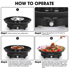 Load image into Gallery viewer, 10oz MINI Electric Chocolate Melting Pot, Melting Fondue Set with 6PCS Forks, Cute Chocolate Fondue Fountain, Warmer Machine for Milk Chocolate, Cheese, Butter, Candy (Black)