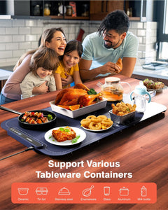 BW450 Dark Gray Food Warming Mat Bundle with BW701 Dark Blue Electric Warming Tray