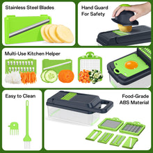 Load image into Gallery viewer, HomeHacks Vegetable Chopper Vegetable Cutter, 12 in 1 Multi-Functional Kitchen Gadget Set - Dicer, Slicer, Cutter, Julience, Cheese Grater, Egg Separator, Hand Guard - Veggie Chopper Lid with Handle