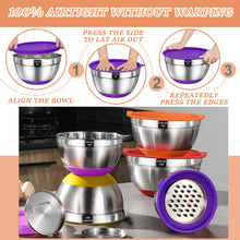 Load image into Gallery viewer, Mixing Bowls with Airtight Lids Set, 26PCS Stainless Steel Khaki Bowls with Grater Attachments, Non-Slip Bottoms &amp; Kitchen Gadgets Set, Size 7, 4, 2.5, 2.0,1.5, 1QT, Great for Mixing &amp; Serving