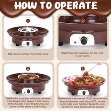 Load image into Gallery viewer, MINI Melting Fondue Set, 10oz Electric Chocolate Melting Pot with 6PCS Forks, Cute Chocolate Fondue Fountain, Warmer Machine for Milk Chocolate, Cheese, Butter, Candy (Coffee)