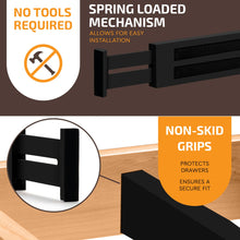 Load image into Gallery viewer, Large Kitchen Drawer Organizer - Expandable Bamboo Drawer Dividers (17&quot; - 21.5&quot;) - Adjustable Separators for Kitchen, Clothes, Dresser, Bedroom, Bathroom, and Desk Drawers - 6 Pack