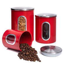 Load image into Gallery viewer, Mixpresso 3 Piece Black Canisters Sets For The Kitchen, Jars With See Window, Airtight Coffee Container Tea Organizer &amp; Sugar Canister, Kitchen Canisters Set of 3 Black Kitchen Décor