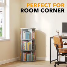 Load image into Gallery viewer, SpaceAid 4 Tier Rotating Bookshelf Tower, Spinning Bookcase Lazy Susan, Revolving 360 Book Shelf Storage Round Carousel, Vertical Rotate Turning Spiral Corner Organizer, White