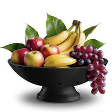 Load image into Gallery viewer, Bambüsi Fruit Bowl - 11&quot; Large Brown Wooden Pedestal Bowl for Kitchen Counter &amp; Dining Table Centerpiece, Premium Bamboo Wood Fruit Basket &amp; Banana Holder for Fresh Produce, Bread &amp; Home Decor