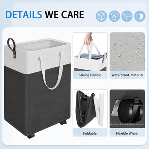 HomeHacks 2-Pack Large Laundry Basket and Rolling Laundry Basket for Organizing, Clothing, Bedroom, Comforter, Closet, Dorm Bundle