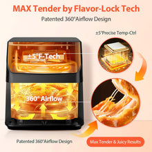 Load image into Gallery viewer, Beelicious 5.8QT Large Air Fryer, 12-in-1 Digital Airfryer with Clear Window, 40+ Recipes, Flavor-Lock Tech, Shake Reminder, Compact, Quiet, Dishwasher Safe, Nonstick (Matte Black)