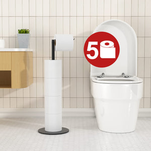 Toilet Paper Holder Stand and Dispenser for 4 Spare Rolls, Stainless Steel Free-Standing Toilet Tissue Paper Roll Storage Shelf