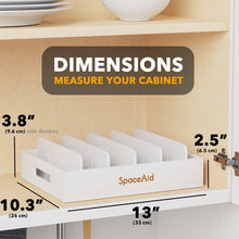 Load image into Gallery viewer, SpaceAid Bamboo Lid Organizer, Kitchen Pantry Lids Holder with 5 Adjustable Dividers for Cabinets, Food Storage Container Organizers, Natural