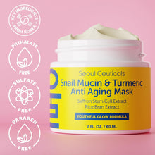 Load image into Gallery viewer, SeoulCeuticals Korean Face Mask Skin Care - Snail Mucin Turmeric Mask for Face – Cruelty Free K Beauty Anti Aging Face Mask for Healthy, Youthful Glow 2oz