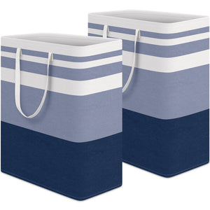 HomeHacks 2 Pack Large Laundry Baskets, Waterproof, Freestanding Laundry Hampers, Collapsible Clothes Hamper with Reinforced Handles in Laundry Room, College Dorm, Bathroom, Bedroom (Grey, 75Lx2)