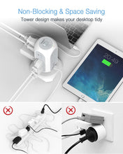 Load image into Gallery viewer, Tower Power Strip Flat Plug with 11 Outlets 3 USB (1 USB C), TESSAN Surge Protector Tower 1625W/13A,1050J Protection, 6 Feet Extension Cord with Multiple Outlets, Office Desk Supplies, Dorm Essentials