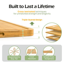 Load image into Gallery viewer, Bamboo Cutting Board, Durable Wood Cutting Boards for Kitchen with Deep Juice Grooves &amp; Built-in Handles, Ideal Charcuterie &amp; Chopping for Meat, Vegetables and Fruits Ideal Kitchen Gifts