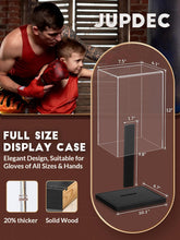 Load image into Gallery viewer, JupDec Baseball Display Case with Wood Stand, Clear Acrylic Stable &amp; Secure Game Ball Holder Showcase, UV Protection Souvenirs and Collectibles Box with Turf, Ideal Gift for Autograph Single MLB Ball