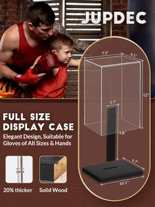 JupDec Baseball Display Case with Wood Stand, Clear Acrylic Stable & Secure Game Ball Holder Showcase, UV Protection Souvenirs and Collectibles Box with Turf, Ideal Gift for Autograph Single MLB Ball