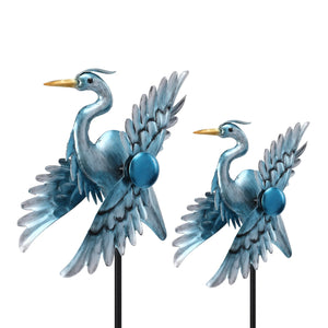 WONDER GARDEN Wind Spinners Outdoor - 2 Pack Small Metal Flamingo Wind Spinner Windmill, Wind Sculpture for Yard Patio Lawn Decor