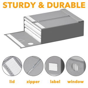 SpaceAid 8 Pack Bed Sheet Organizers and Storage, Foldable Sheet Organizer for Linen Closet, Sheets Set Folder Keeper with Window XL (Queen & King Size) Bedding Container (Beige, 8 Pack)