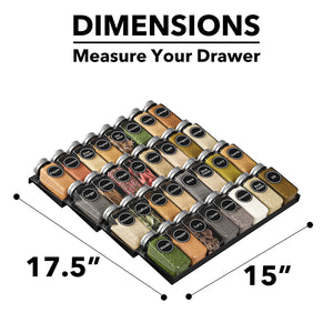 SpaceAid Spice Drawer Organizer with 28 Spice Jars, 386 Spice Labels, 4 Tier Seasoning Rack Tray Insert for Kitchen Drawers, 13" Wide x 17.5" Deep