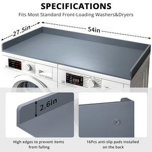 Washer Dryer Countertop, 27.5" x 54" Bamboo Washer and Dryer Countertop for Laundry Room Organization(Retro Brown)