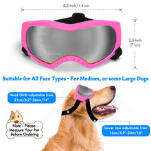 Load image into Gallery viewer, Dog Sunglasses Dog Goggles Pet Glasses Pet Eyewear with Adjustable Strap, Glasses for Medium Large Dog Swimming Skating Glasses UV Proof Windproof Dustproof (Black Frame + Gray Lens)