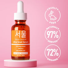 Load image into Gallery viewer, SeoulCeuticals Korean Skin Care 97.5% Snail Mucin Serum – K Beauty Skincare Night Serum Hyaluronic Acid for Face - Centella Anti Wrinkle Serum 1oz