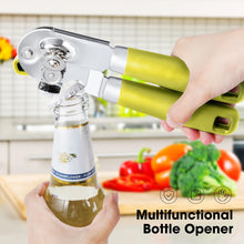 Load image into Gallery viewer, Beneno Can Opener Manual with Magnet, Hand Held Heavy Duty Can Opener with Durable Sharp Blade Smooth Edge, Big Effort-Saving Knob, Soft Grip Rubber Handle, Multifunctional Bottle Opener, Green
