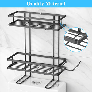 Over Toilet Storage, Bathroom Organizers and Storage Shelves, Black, 2 Tier