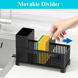 Sponge Holder for Kitchen Sink, Sink Caddy Organizer, Black