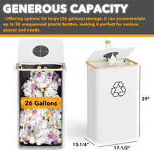 Load image into Gallery viewer, SpaceAid Recycling Bin for Kitchen 26 Gallon, 100L Recycle Bin with Lid and 2 Reusable Inner Bags, for Bottle Can Glass Plastic Stickers, Blue