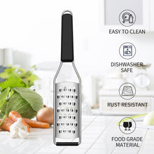 Load image into Gallery viewer, Lemon Zester Grater Three-piece Suit - Heavy Duty Kitchen Tool for Parmesan Cheese, Ginger, Garlic, Nutmeg, Chocolate, Vegetables，Fruits，Stainless Steel Grater Dishwasher Safe Black