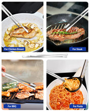 Load image into Gallery viewer, 4 Pcs Fine Long Tweezer Tongs Professional Black, 12&#39;&#39; and 10&#39;&#39; Stainless Steel for Kitchen, Food, Cooking, Repairing, Sea food and BBQ