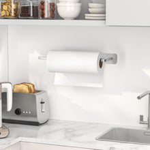 Load image into Gallery viewer, Paper Towel Holder Under Cabinet - Both Available in Adhesive and Drilling - Black Paper Towel Holder Wall Mount - Upgraded Aluminum Paper Towel Rack for Kitchen, Bathroom