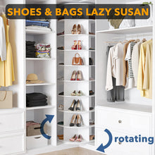 Load image into Gallery viewer, SpaceAid 7 Tier Rotating Shoe Rack Tower, Spinning Shoe Display Lazy Susan, Revolving 360 Shoe Rack Storage Round Carousel, Vertical Handbag Rotate Shoes Closet Organization (7-Tier White)