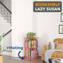 Load image into Gallery viewer, SpaceAid 4 Tier Rotating Bookshelf Tower, Spinning Bookcase Lazy Susan, Revolving 360 Book Shelf Storage Round Carousel, Vertical Rotate Turning Spiral Corner Organizer, White
