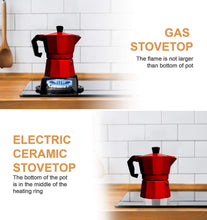 Load image into Gallery viewer, Mixpresso 3 Cup Moka Pot Coffee Maker for Gas, Electric Stove Top, Classic Italian Espresso Maker, Stovetop for Camping, Makes 5 Oz Cuban Coffee