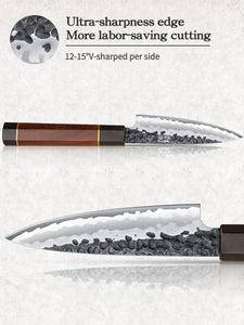 9 Inch Kiritsuke Chef Knife, Japanese Hand Forged 9 Layers 10Cr15CoMoV High Carbon Steel Kitchen Knife, Professional Chef's Knife with Ergonomic Rosewood Handle