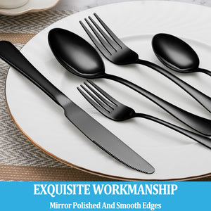 50 Piece Silverware Set Service for 10,Premium Stainless Steel Flatware Set,Mirror Polished Cutlery Utensil Set,Durable Home Kitchen Eating Tableware Set,Include Fork Knife Spoon Set,Dishwasher Safe