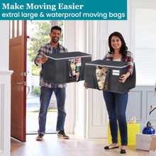Load image into Gallery viewer, HomeHacks Extra Large Moving Bags with Visible PVC Window, Lightweight but Durable Storage Bags with Reinforced Handles, Storage Totes for Packing, Moving, Storage (93L, 6-Pack)