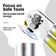 Load image into Gallery viewer, Beneno Can Opener Manual with Magnet, Hand Held Heavy Duty Can Opener with Durable Sharp Blade Smooth Edge, Big Effort-Saving Knob, Soft Grip Rubber Handle, Multifunctional Bottle Opener, Green
