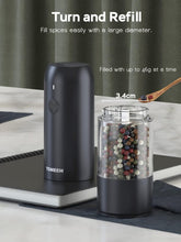 Load image into Gallery viewer, Upgraded Larger Capacity: Electric Salt and Pepper Grinder Set Rechargeable with LED lights - Stainless Steel Automatic Pepper and Salt Grinder Refillable with 6 Adjustable Coarseness