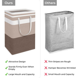 HomeHacks 2 Pack Large Laundry Baskets, Waterproof, Freestanding Laundry Hampers, Collapsible Clothes Hamper with Reinforced Handles in Laundry Room, College Dorm, Bathroom, Bedroom (Grey, 75Lx2)