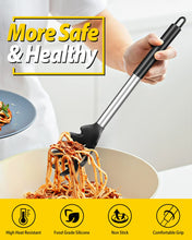 Load image into Gallery viewer, Pack of 2 Silicone Pasta Fork, Kitchen Heat Resistant Noodle Spoon Server, BPA Free Spaghetti Strainer, Best Cooking Tools (GRAY-BLUE)